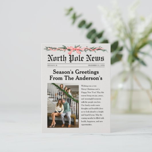North Pole Newspaper Christmas Photo Card (スタンド正面)