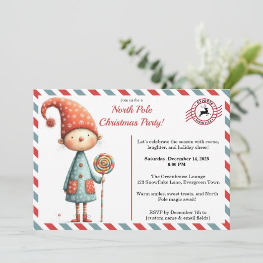 North Pole party Magic | Enchanted Elf 招待状 (スタンド正面)