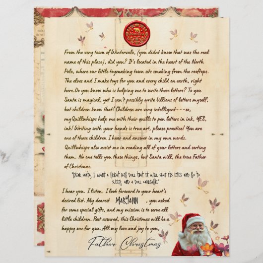 North Pole Personal Christmas Letter From Santa (正面/裏面)