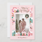 North Pole Pink Elf Workshop Santa Photo シーズンカード (正面)