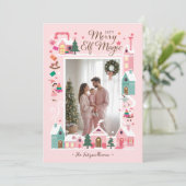 North Pole Pink Elf Workshop Santa Photo シーズンカード (スタンド正面)