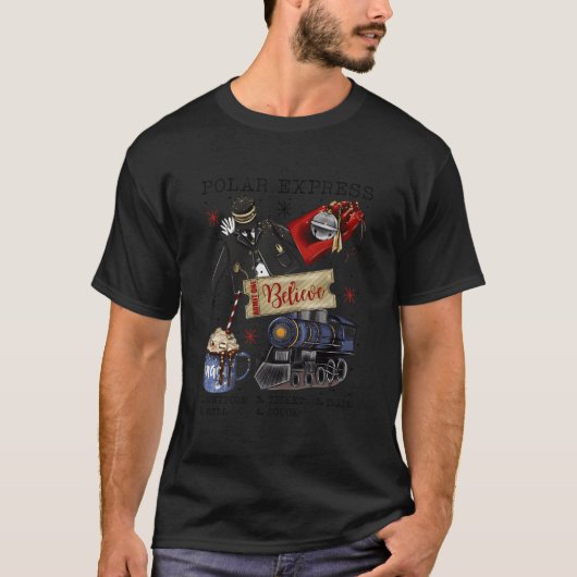 North Pole Polar Express All Abroad Santa Tシャツ (正面)