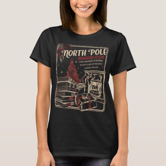 North Pole Readers Club, Bookish Christmas, Santa  Tシャツ (正面)