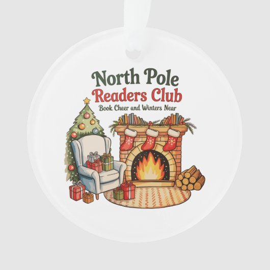 North Pole Readers Club Christmas Books Xmas Lover オーナメント (正面)