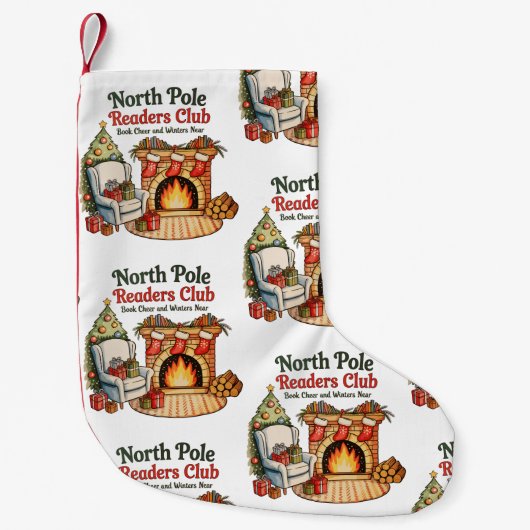 North Pole Readers Club Christmas Books Xmas Lover スモールクリスマスストッキング (正面)