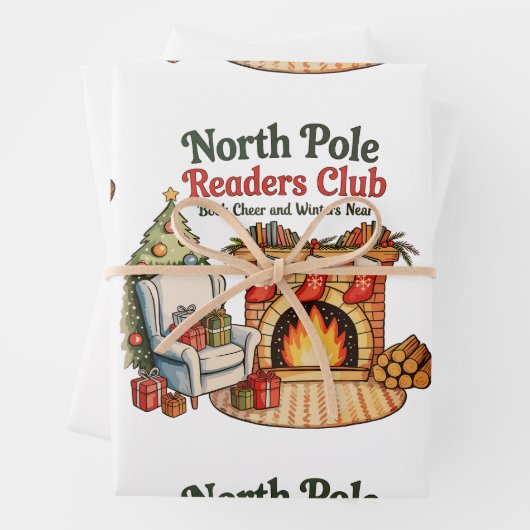 North Pole Readers Club Christmas Books Xmas Lover ラッピングペーパーシート (インサイチュ)