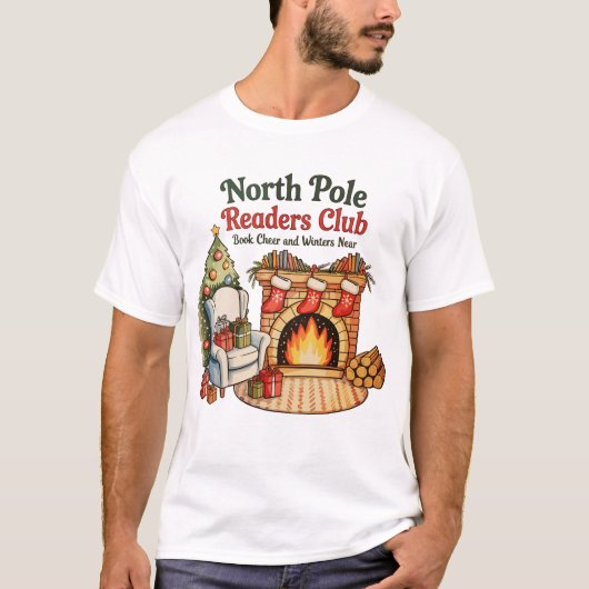 North Pole Readers Club Christmas Books Xmas Lover Tシャツ (正面)