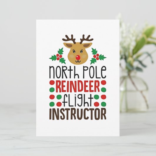 North Pole Reindeer Flight Instructor Christmas  シーズンカード (スタンド正面)