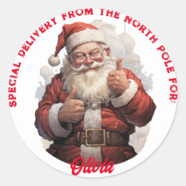 North Pole Special Delivery Customizable Gift Tag ラウンドシール