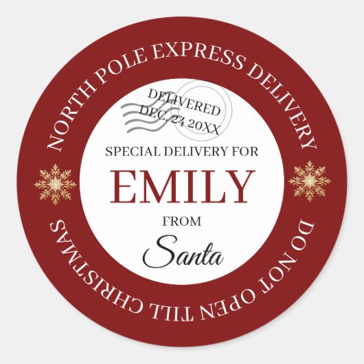 North Pole Special Delivery Stickers ラウンドシール (正面)