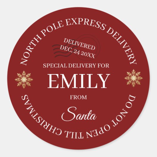 North Pole Special Delivery Stickers ラウンドシール (正面)