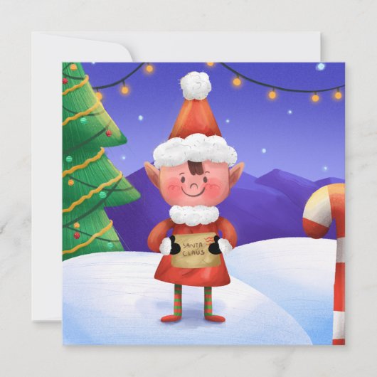 North Pole Wishes Elf Christmas Card シーズンカード (正面)