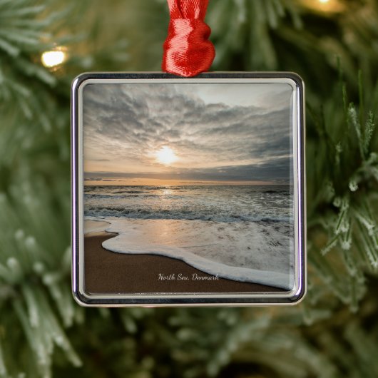 North Sea, Denmark picturesque sunset, メタルオーナメント (ツリー)