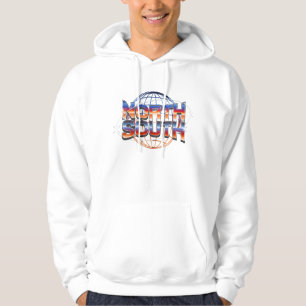 North South Retro 80s Chrome Logo Design - Synthwa パーカ