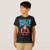 North Swole Santa Funny Christmas Gym Workout Lift Tシャツ (正面フル)