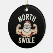 North Swole Santa Gym Workout Fitness Christmas セラミックオーナメント (左)
