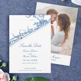 North Topsail Beach Map Elegant Navy Blue Wedding セーブザデート