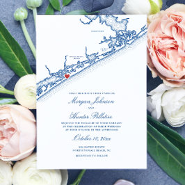 North Topsail Beach Map Elegant Navy Blue Wedding 招待状