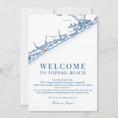North Topsail Beach Wedding Welcome Letter Navy サンキューカード (正面)