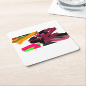  Northern Cardinal  autumn スクエアペーパーコースター (アングル)