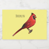 Northern cardinal bird cartoon illustration フードラベル (シングルラベル)
