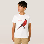 Northern cardinal bird cartoon illustration tシャツ (正面フル)