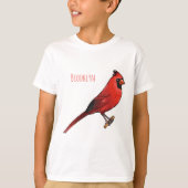 Northern cardinal bird cartoon illustration  tシャツ (正面)
