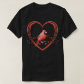 Northern Cardinal Bird in Heart Tシャツ (デザイン正面)