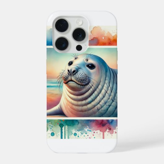 Northern Elephant Seal 260824AREF124 - Watercolor iPhoneケース (裏面)