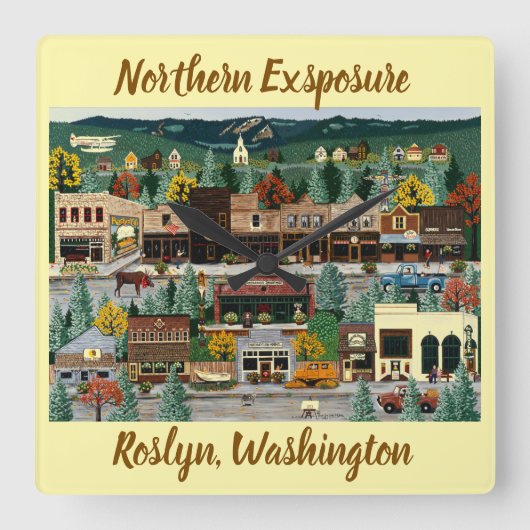 "Northern Exposure" 〜 ワシントン州ロズリン スクエア壁時計 (正面)