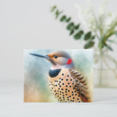 Northern Flicker Bird Art ポストカード (スタンド正面)