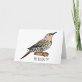 Northern flicker bird cartoon illustration カード (正面)