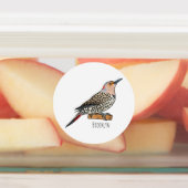 Northern flicker bird cartoon illustration  ラベル (貼付)
