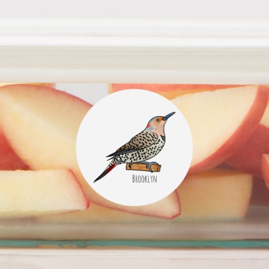Northern flicker bird cartoon illustration  ラベル (貼付)