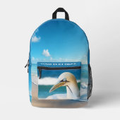 Northern Gannet Coastal Beach Photo プリントバックパック (正面)