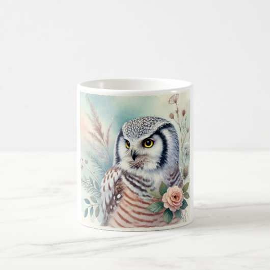 Northern Hawk Owl 060924AREF108 - Watercolor コーヒーマグカップ (中央)