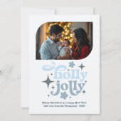 Northern Light Modern Blue Christmas Photo シーズンカード (正面)