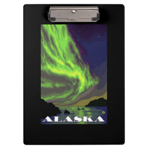 Northern Lightsおよびシャチのヴィンテージ旅行 クリップボード