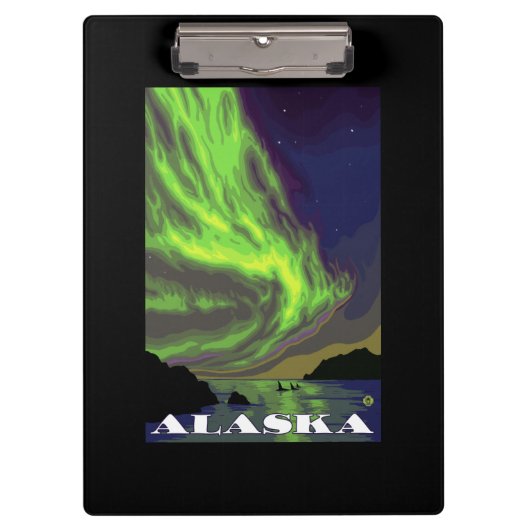 Northern Lightsおよびシャチのヴィンテージ旅行 クリップボード (正面)