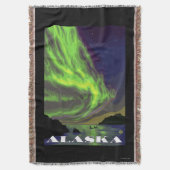 Northern Lightsおよびシャチのヴィンテージ旅行 スローブランケット (正面縦)