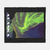 Northern Lightsおよびシャチのヴィンテージ旅行 フリースブランケット (正面(横))