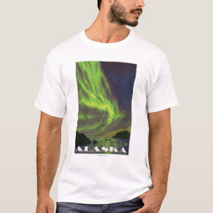 Northern Lightsおよびシャチ-カレー、アラスカ Tシャツ