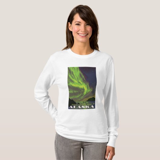 Northern Lightsおよびシャチ- Denaliの国立公園、 Tシャツ (正面フル)
