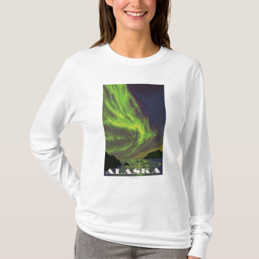 Northern Lightsおよびシャチ- Skagway、アラスカ Tシャツ (正面)