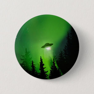 Northern Lightsが付いているUFO 缶バッジ