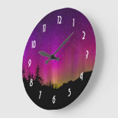 Northern LightsのオーロラのBorealisの星明かりの夜空 ラージ壁時計 (傾斜)