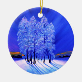 Northern Lightsのクリスマスの雪の木 セラミックオーナメント