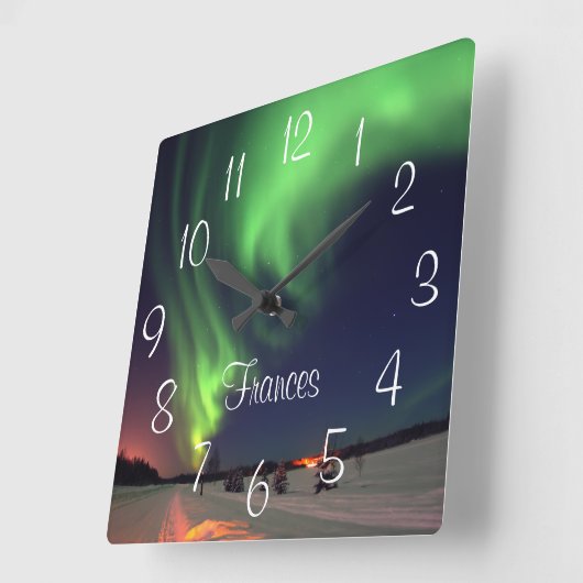 Northern Lightsパーソナライズされた Alaskan写真 スクエア壁時計 (傾斜)