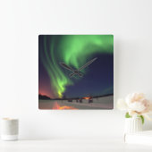 Northern Lights Alaskan Photo スクエア壁時計 (ホーム)