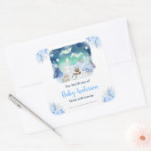 Northern Lights Animals Baby Shower Bookplate スクエアシール (封筒)